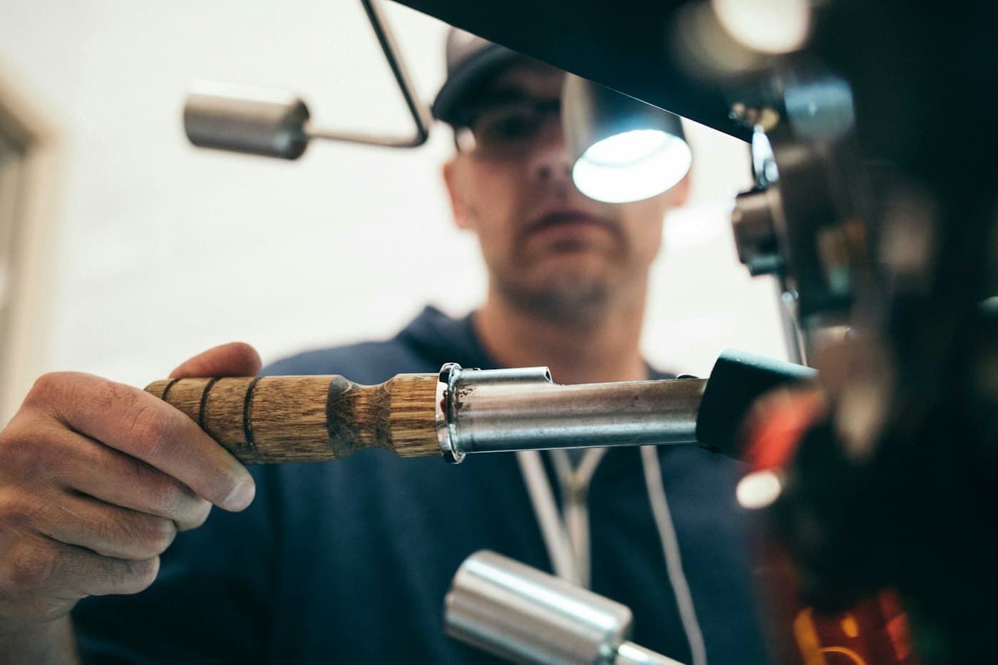Engineer servicing building equipment
